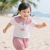 Korean Summer Baby Girl Doll Collar Short Sleeve Outfit Set
