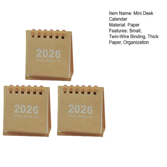 2026 Mini Stolní kalendář leden 2026-prosinec 2026 12měsíční plánovač Malý stojací překlápěcí kalendář s dvojitou drátovou vazbou pro domácí kancelář