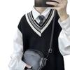 Men's College-Style Wool Sweater Vest: Trendy, Artistic, and Sleeveless for Autumn and Winter