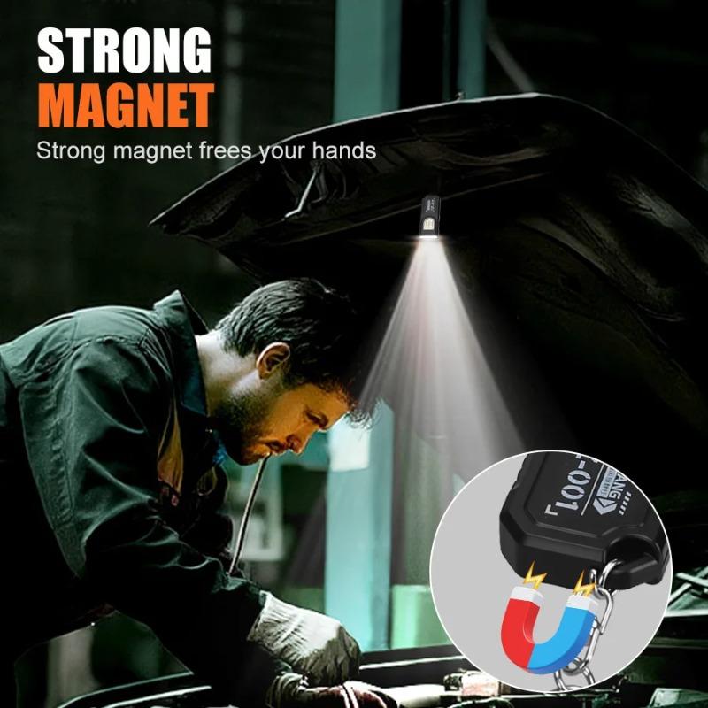 Mini Keychain Flashlight with Magnet Rechargeable Multifunction Torch Lamp Portable Clip on Flashlight Waterproof Camping Light