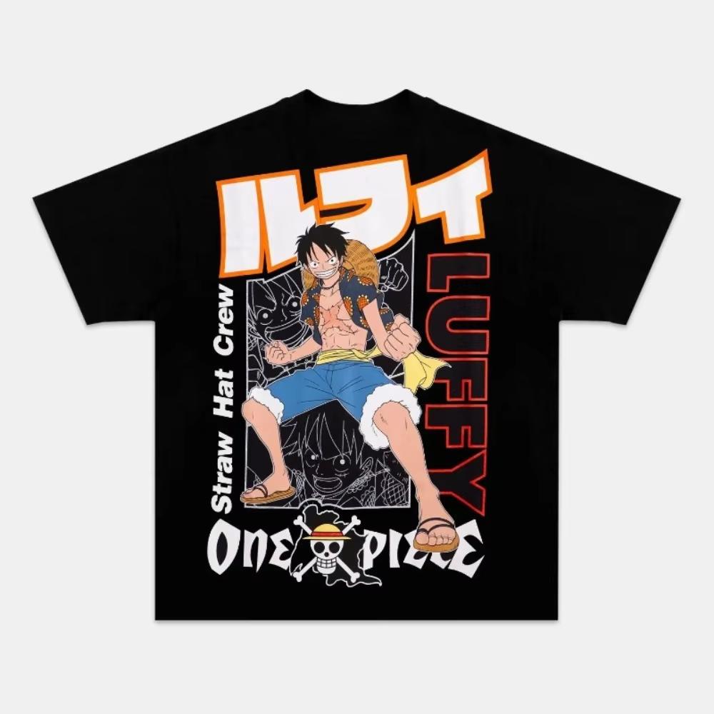 2026 One Piece Luffy Unisex's and Women's T-shirt Summer New Cotton Anime Printed American Casual Parent Child Short Sleeve Top