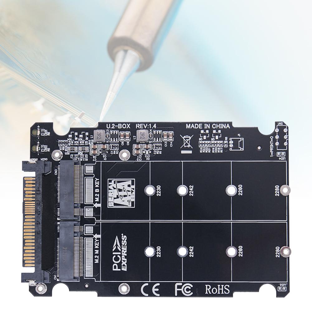M.2 SSD To U.2 Adapter Card M.2 NVMe SATA-Bus NGFF SSD To PCI-e U.2 Adapter PC-E3.0X4 PCIe M.2 Adapter Converter with Case