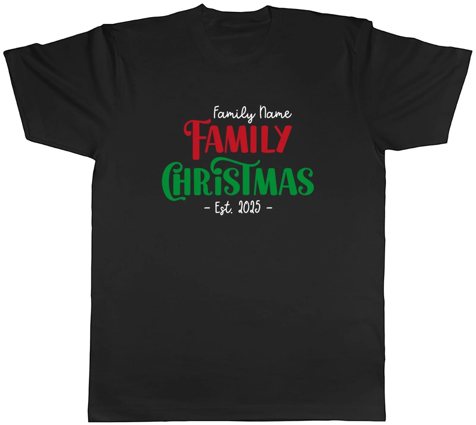Personalised Family Christmas Any Name Est Year Mens T-Shirt Tee Gift Top XS