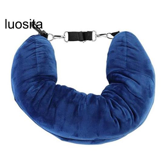 

Подушка для шеи, компактная многоразовая подушка для путешествий, регулируемая удобная подушка для поддержки шеи для улицы синий
