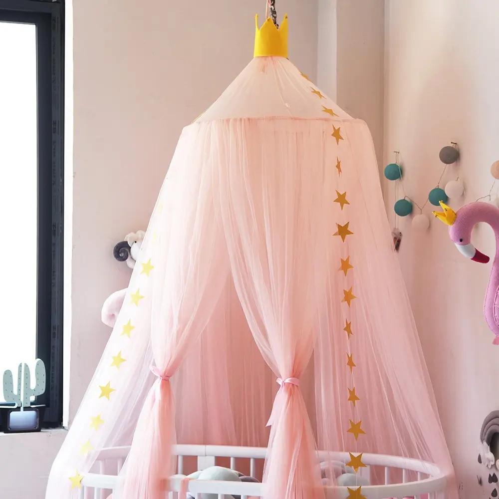 Round Dome Mosquito Net Bed Canopy Curtains for Baby Bedroom Decoration, Elegant Play Tent Netting for Kids Child Bedding