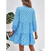 Women's Fashionable V-neck Fresh Printed Temperament Seven Inch Sleeve Dress