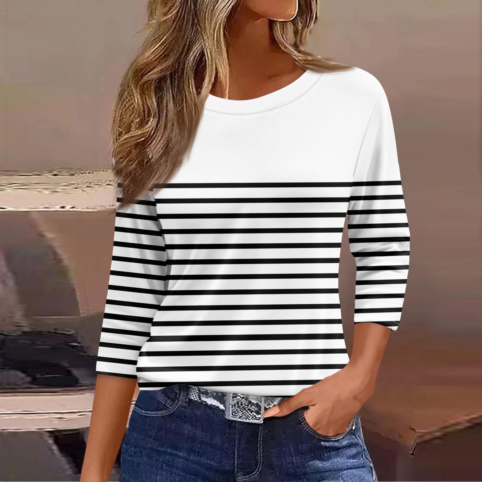 

Женская модная повседневная свободная футболка с круглым вырезом и рукавами 3/4 с принтом, женский топ XL белый