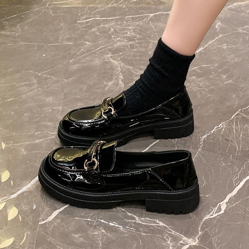 Thick-soled Heightening Women's Spring and Autumn New British Style Small Leather Shoes with Skirts JK Single Shoes