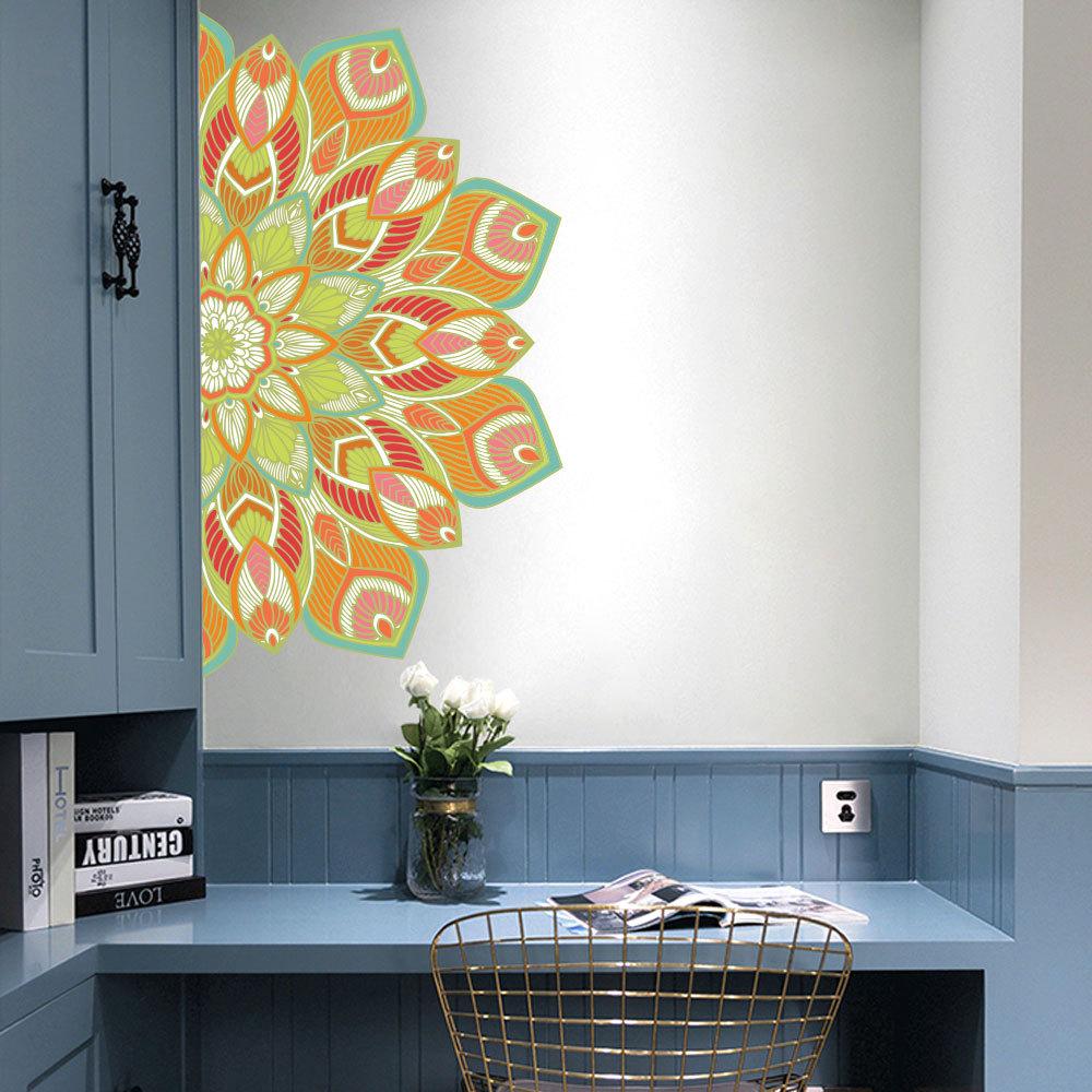 Colorful Mandala Lotus Flowers Wall Sticker Symbol Namaste Removable Vinyl Decal Decor Bedroom Meditation Yoga Studio Posters