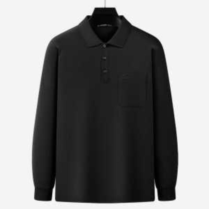 Neue Herren-Langarmhose aus reiner Baumwolle Basisoberteil Herbst Mittelalterlicher Papa-Kragen