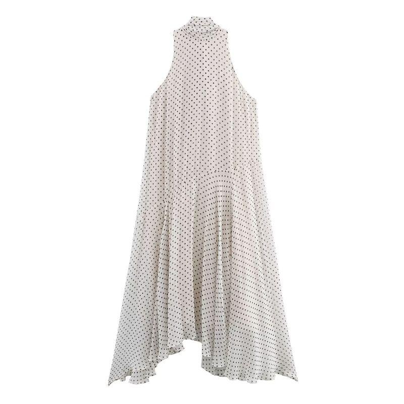 

Kaslead New Women clothes Western Style Fashion Polka Dot Neck Collar Dress 5289042 Picture Color L