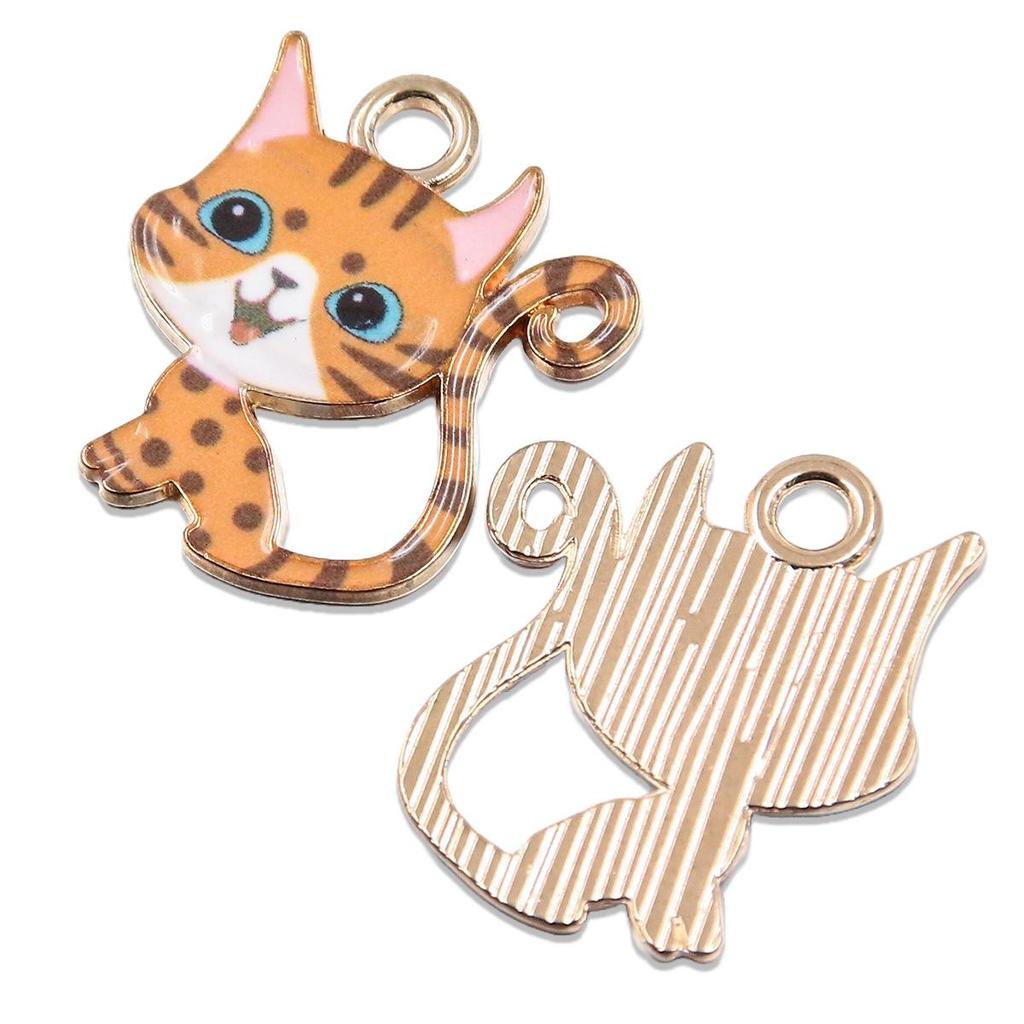 9-Color Creative Long-Tailed Cat Pendant (21x24mm, KC Gold) – Cute and Unique Ornament