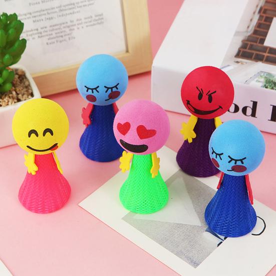 10Pcs Spring Jumping Man Toy Press Kids Bouncing Cartoon Expression Ball