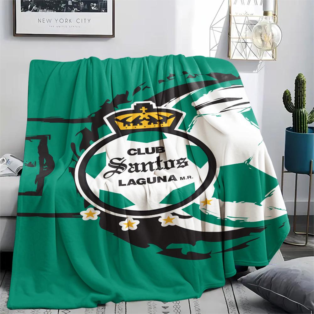1Pc Club Santos Print Flannel Blanket High Quality Warm Comfortable Cover for All Seasons Perfect for Gifts Home Decor