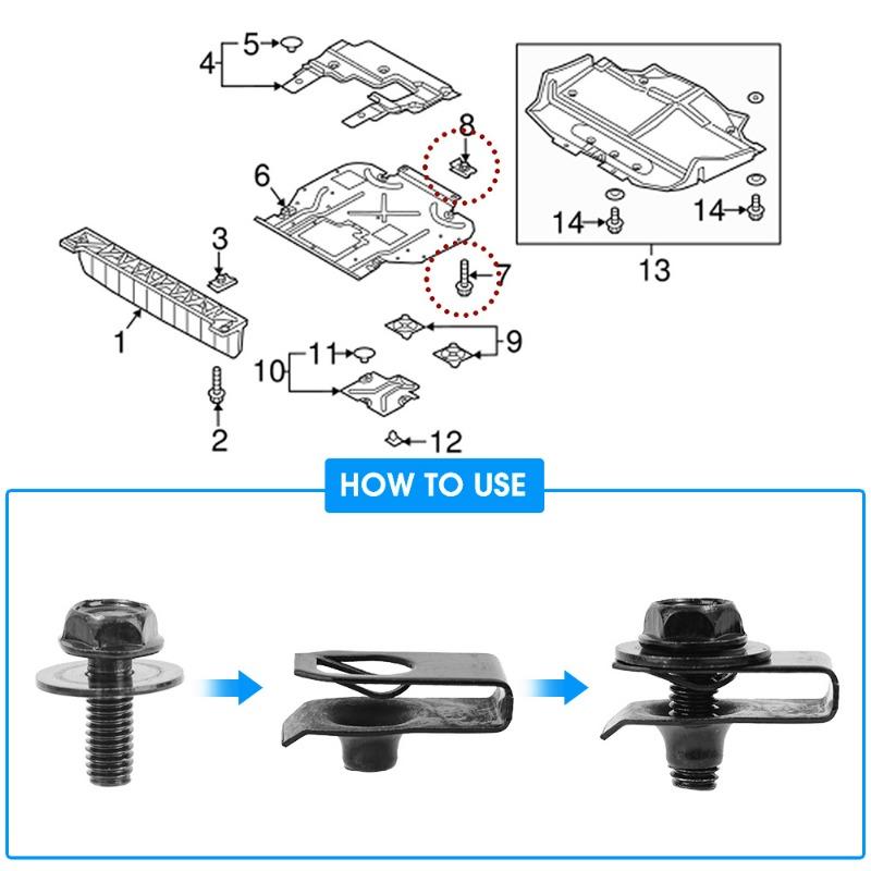 Car Motorcycle Metal Self Tapping Screw Clip Mixed Set U Type Fastener Clip Bumper Fender Liner Retainer Auto Parts