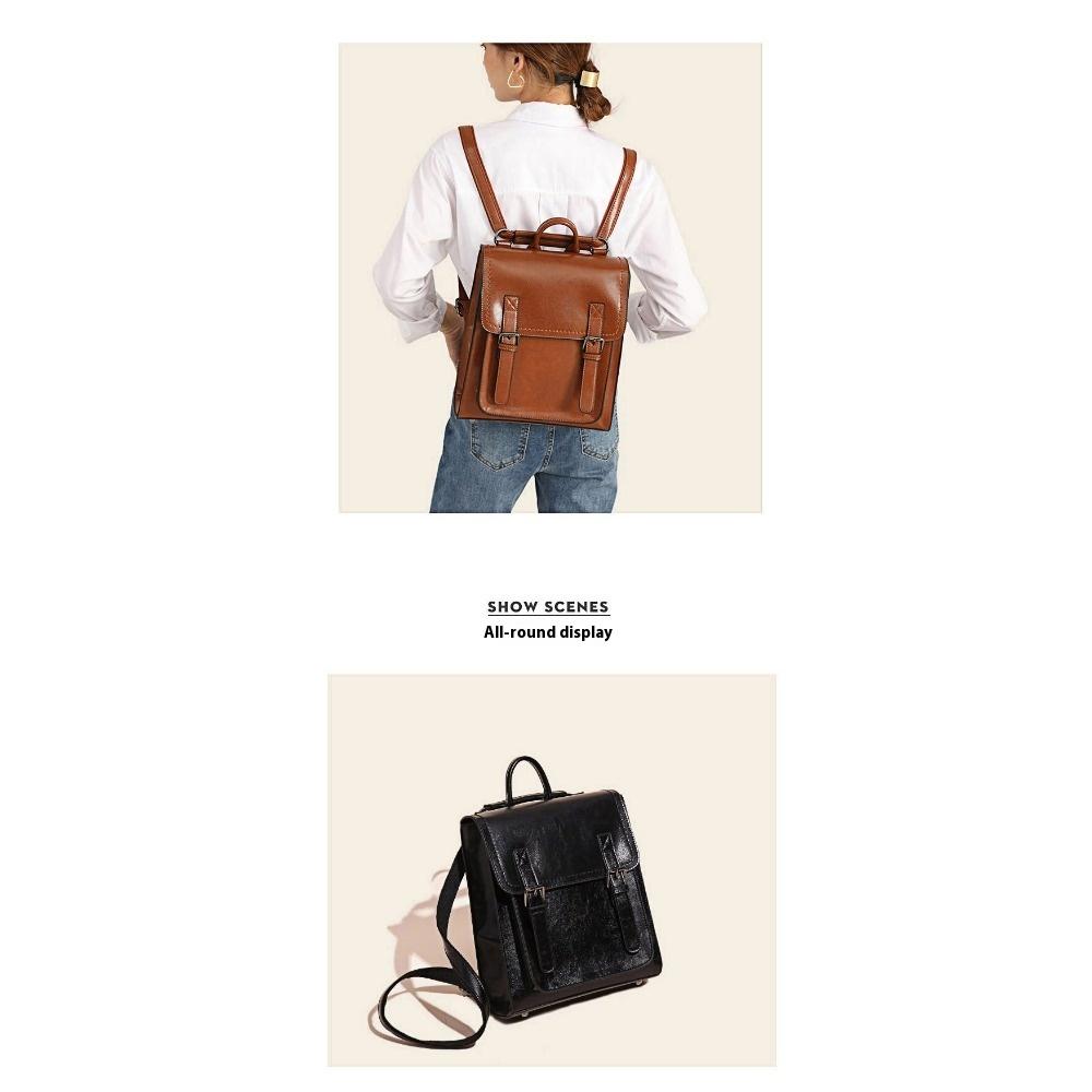 Versatile Leather Women's Bag Oil Wax Cowhide Women's Backpack Backpack