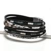 1Pc Bohemian Hand-Woven Leather Bracelet with Alloy Magnetic Clasp - Fashionable Women's Accessory