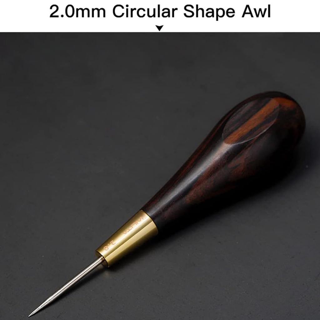 WUTA Ebenholz Ahle mit Rosenholz Lederhandwerk Nähen Handgemacht Leder Nähen DIY Griff, Set, Werkzeuge, Werkzeuge, (Rund, 2,0 mm)
