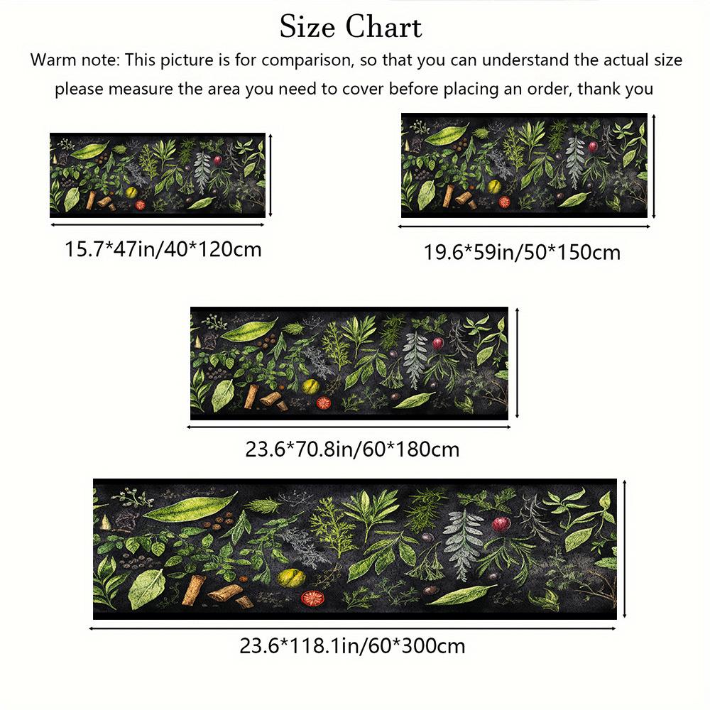 1Pcs Botanical Herb & Plant Print Non-Slip Washable Area Rug Runner for Entryway, Living Room, Bedroom & Patio