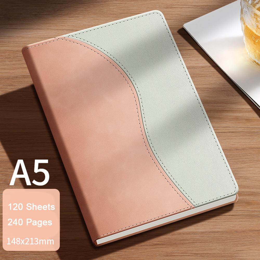 (Logo can be engraved) A5/B5 leather student subject notebook, business meeting record book, notepad, office ledger, diary, lined inner pages