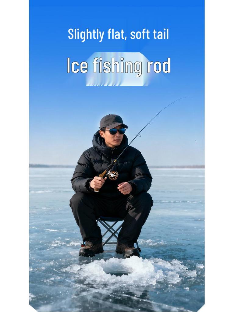 Tragbares Winter-Eisangelruten-Set mit weichem Rutenende und flacher Spitze