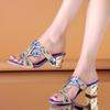 ew Summer Style Fashionable, Comfortable, Versatile, Wear-resistant and Elegant Rhinestone Casual High-heeled Slippers