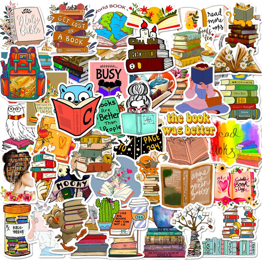 50 Books Reading Graffiti Stickers Decorating Computers Mobile Phones Tablets Waterproof Stickers