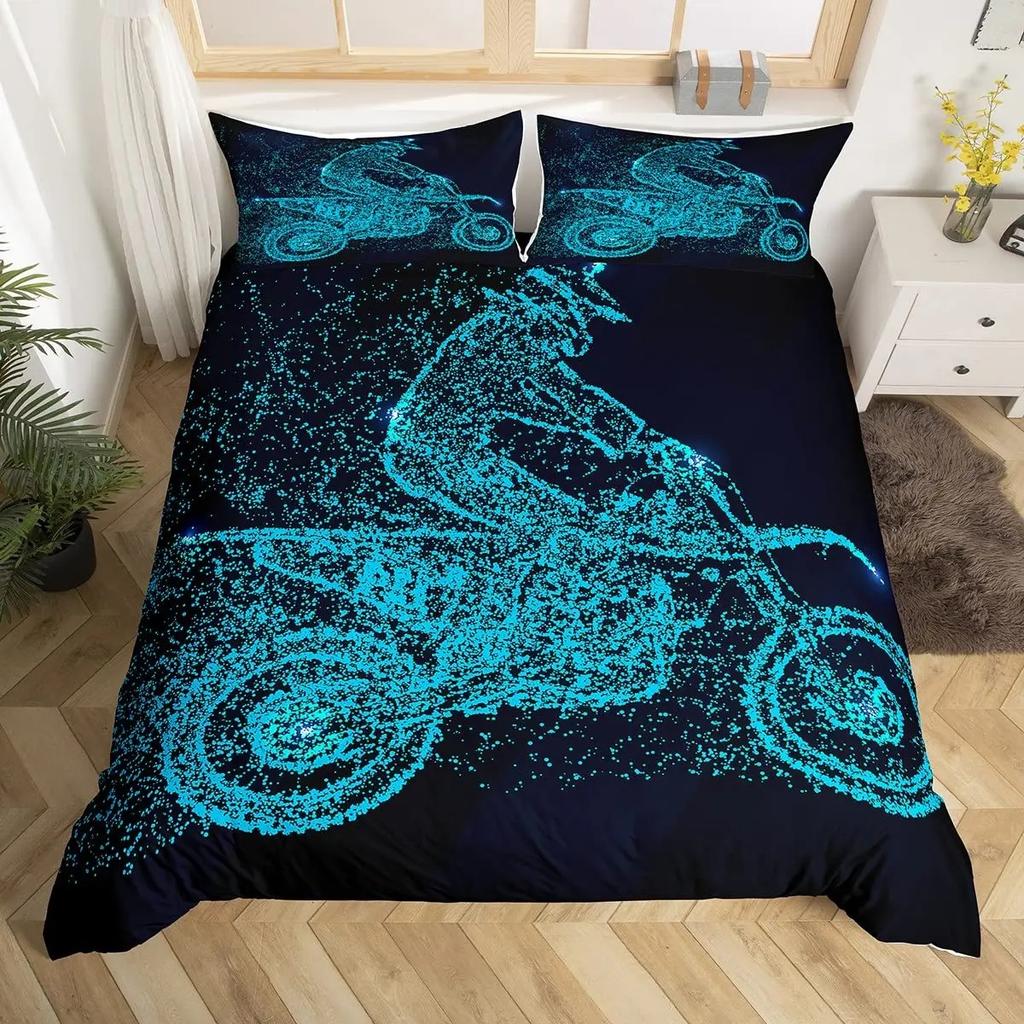 Motocross Zestaw Pościeli Pełny Kołdra z Pokrowcem Motocyklowego Zawodnika Sport Ekstremalny Poszwa na Kołdrę Motocykl Terenowy Pojazdy Silnikowe Pokrowiec na Kołdrę Bikera