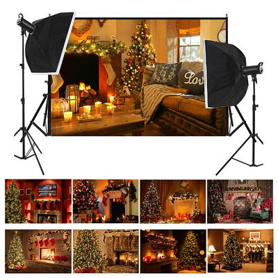 Festliche Weihnachts-Kamin-Hintergrundkulisse, Partybanner, Wanddekoration, Feiertagsdekor-Hintergründe, Fotostudio, Weihnachtsdekor