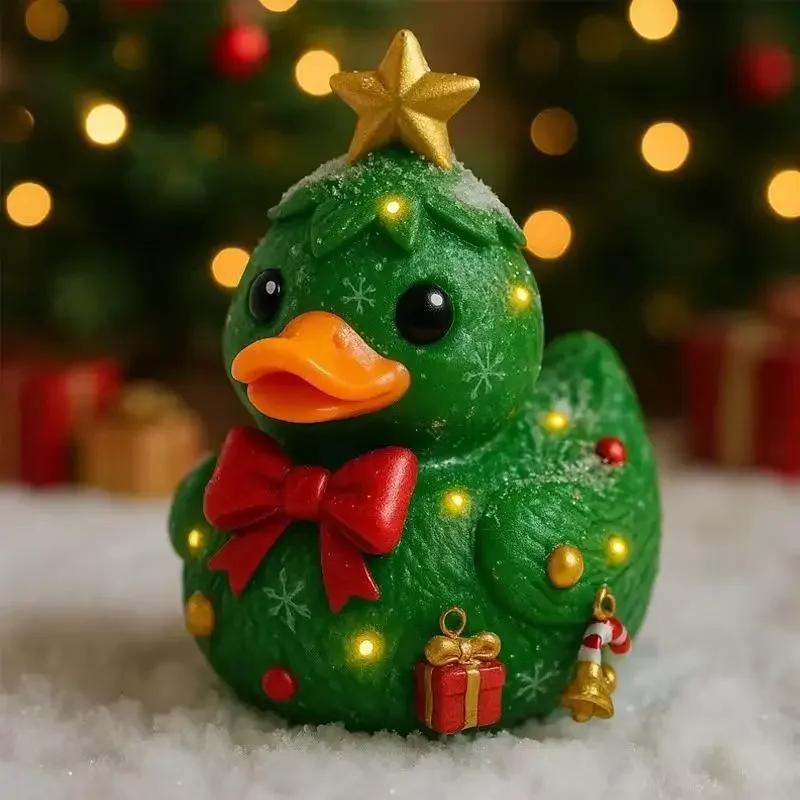 

New Resin Christmas Duck Ornament, Handmade Decoration With A Bow, Home Decor Gift Suitable For Children And Friends