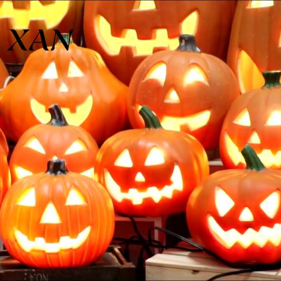 Reusable Pumpkin Lantern LED Battery-Powered Warm Light Halloween Safe Energy-saving Indoor Outdoor Decor Long-lasting