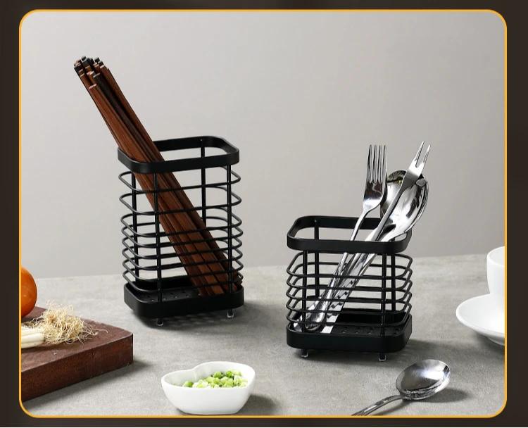 Stainless Steel Hollowed Hanging Rack Kitchen Utensil Drying Rack Home Chopsticks Spoons Drainer Basket Flatware Storage Drainer