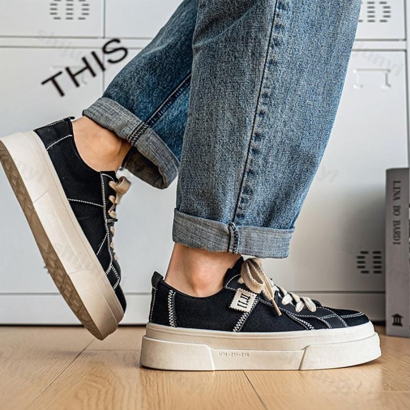 Mode Modetrend Lässige Schuhe mit dicker Sohle für Herren 2025 Frühling Neu Low Top Bequem Rutschfest Schnürschuhe Vielseitige Plateau-Sneaker