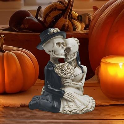 Statua żywiczna pary szkieletów na Halloween, figurka dekoracyjna na półkę na książki, do sypialni, biura,