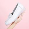 Fashion Leather Air Cushion Nurse Shoes for Women Spring and Summer New Soft Soled Breathable Flat Soled White  Shoes