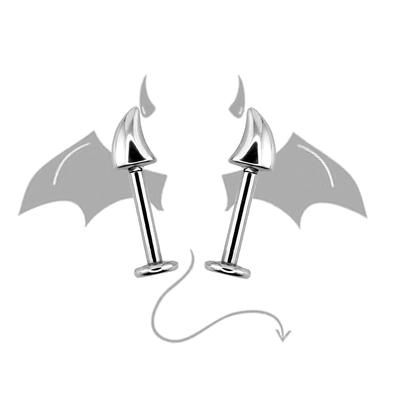 Boucle d'oreille Piercing Corne de Diable Mignonne Pour Femmes Hommes Gothique Couleur Argent Clou d'Oreille Os d'Oreille Bijoux Accessoires Y2K