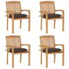 Chaises de jardin empilables avec coussins lot de 4 Teck solide