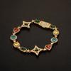 Hip Hop Colored Gemstone Chain Zircon Men's Star Necklace Fashion Triangle Bracelet