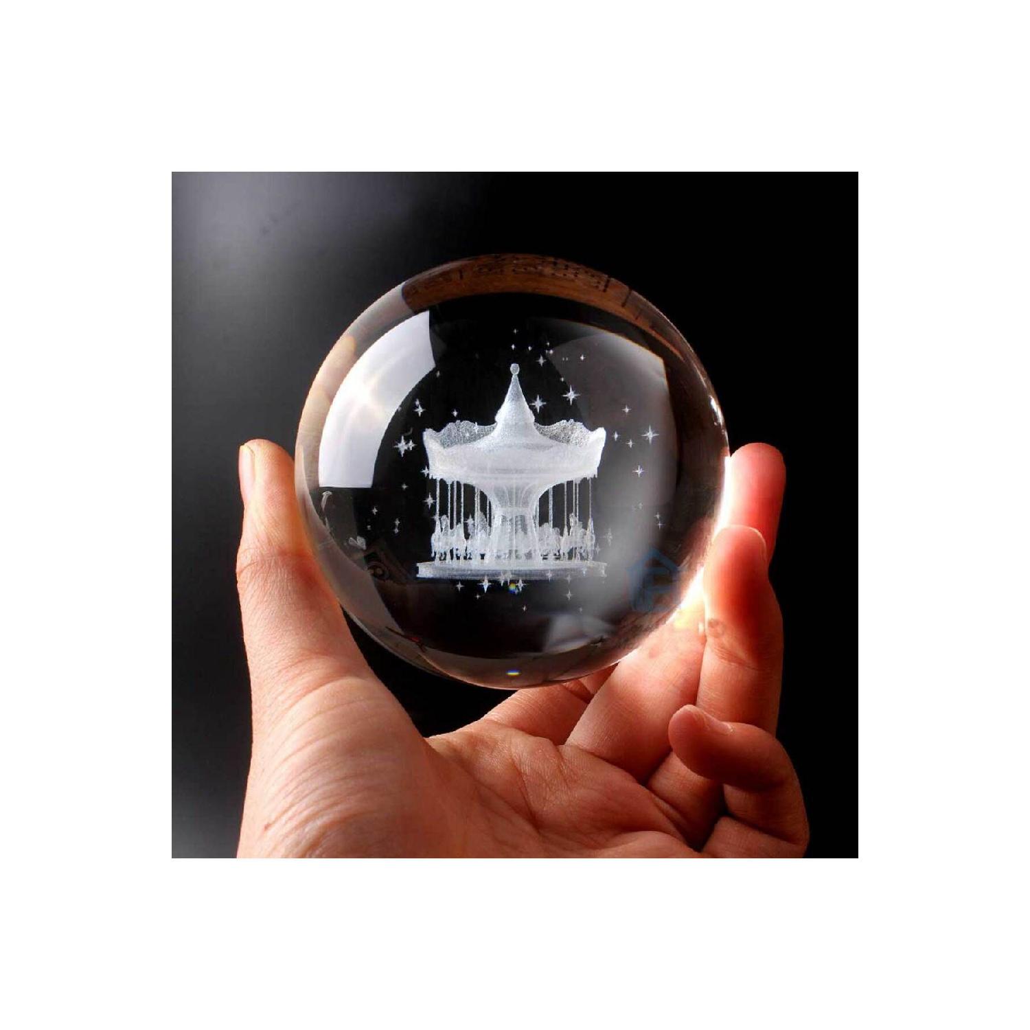 

Illuminated Carousel Glass Globe With Plastic Base For Baby Room 6cm чистый