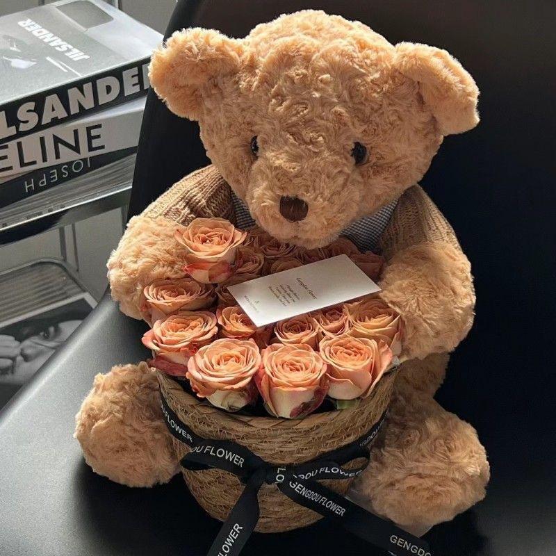 Tričko Medvěd Medvídek Plyšová hračka Panenka Panenka Objetí Valentýn Dárek Internetová celebrita Kytice Medvěd Vánoční dárek