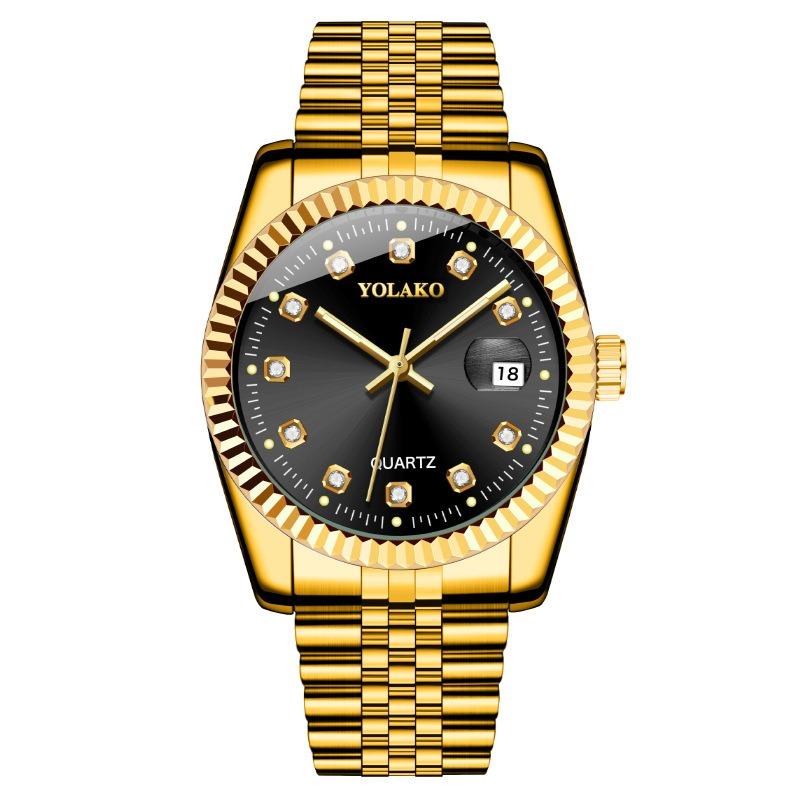 Popular fashion diamond-encrusted classic gold watch men's watch men's watch steel belt men's non-mechanical watch
