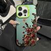 Retro Fashion Red Rose Matte Laser Phone Case For iPhone 11 12 13 14 15 16 Pro Max XS X XR 7 8 Plus SE Shockproof Armour Cover