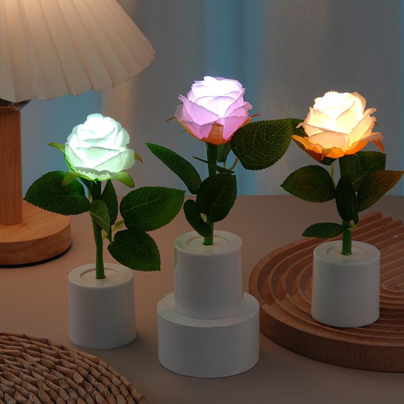 Grenzüberschreitende LED-Rosen-Nachtlicht - Valentinstagsgeschenk Blumentopf-Lampe für Atmosphäre und Kreativität
