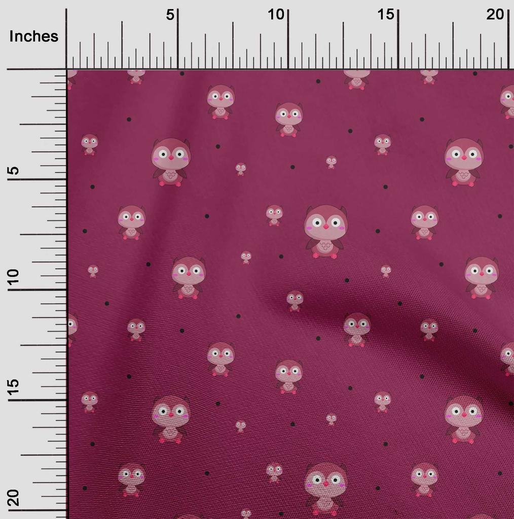 oneOone Cotton Flex Fabric Dot & Cartoon Owl Bird Print Fabric by The Yard 40 Inch