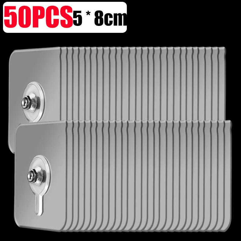 1/50 Stück Stark klebende Haken Bilderrahmen Schraubnägel Haken Poster Foto Uhr Wanddekoration Kleiderbügel Küche Bad Haken