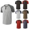 Men's Loose Large Casual T-shirt Men's Summer Breathable Sports Button Round Neck Top