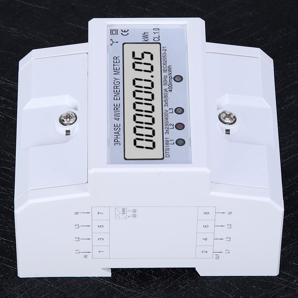 Energy Meter 3Phase 4Wire LCD Digital Display DTS1891 Smart Home Electric Measurement Device