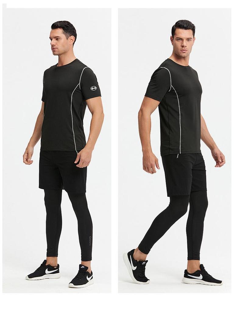 Outdoor Men's Quick-Dry Two-Piece Running Suit for Spring and Autumn.