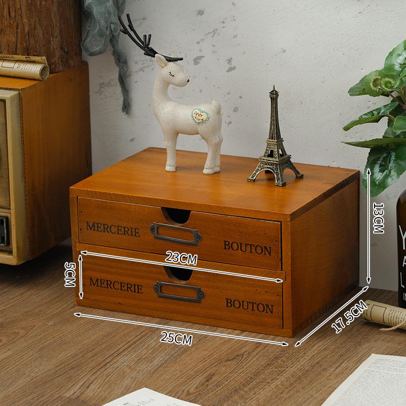 Wooden computer heightening rack office desktop storage organizing cabinet wooden box drawer cosmetic storage box wooden box