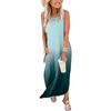 Women Casual Gradient Colours Pocket Long Dress Sleeveless Split Maxi Dresses